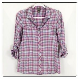 Eddie Bauer classic fit lightweight plaid shirt